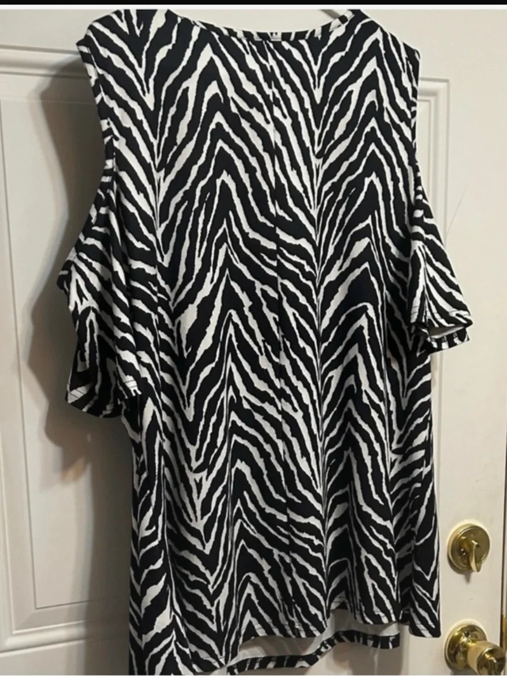 Zebra Print Black & White Curtain Panel by